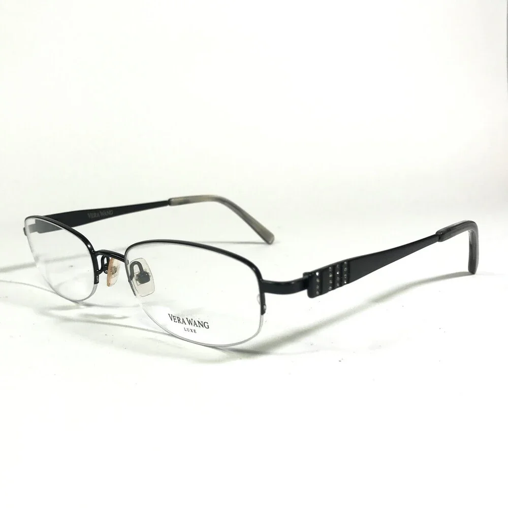 Vera Wang Luxe Eyeglasses Frames Exuberance BK Black Round Half Rim 51-18-138